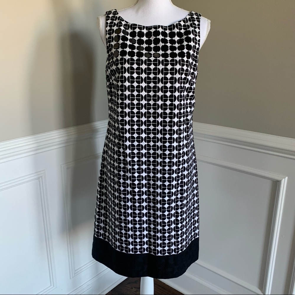 Muse Black and White Geometric Print Dress Size 10